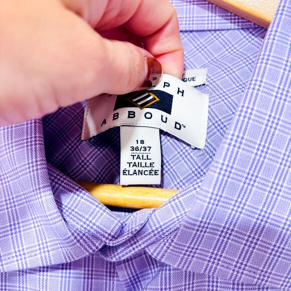 JOSEPH ABBOUD | Lavender check shirt | Egyptian cotton classic | Men's XXL - Picture 4 of 8